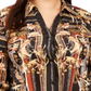 Blusa feminina plus size estampada com amarração frontal, preta, tamanho 4XL, da INC International Concepts