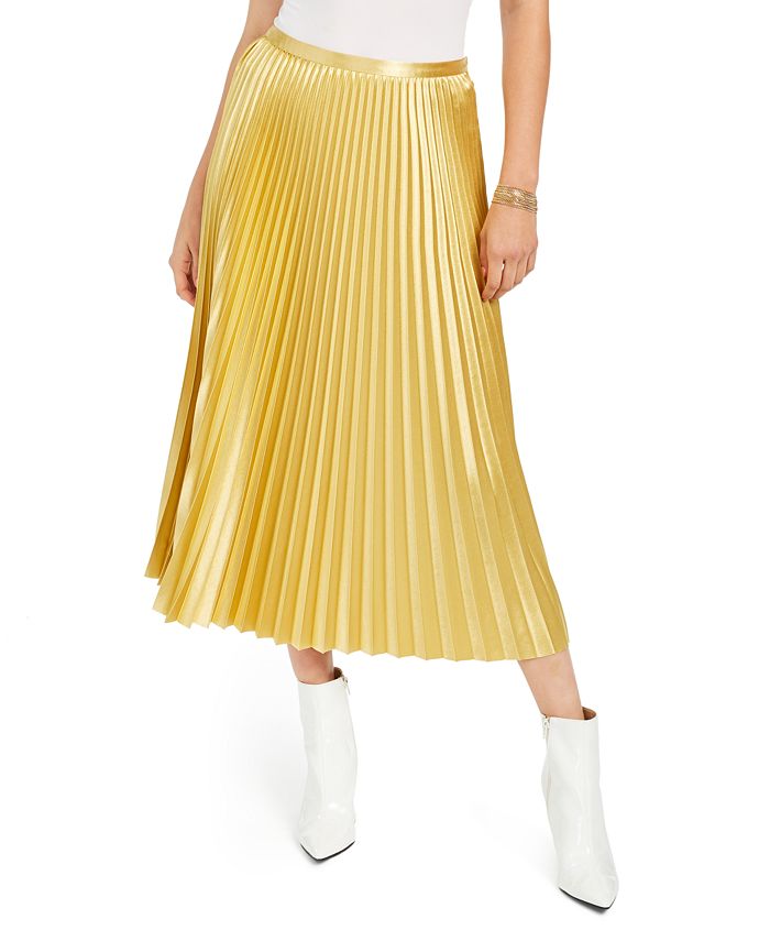Saia plissada MIDI Guess feminina, tamanho dourado, tamanho X-S