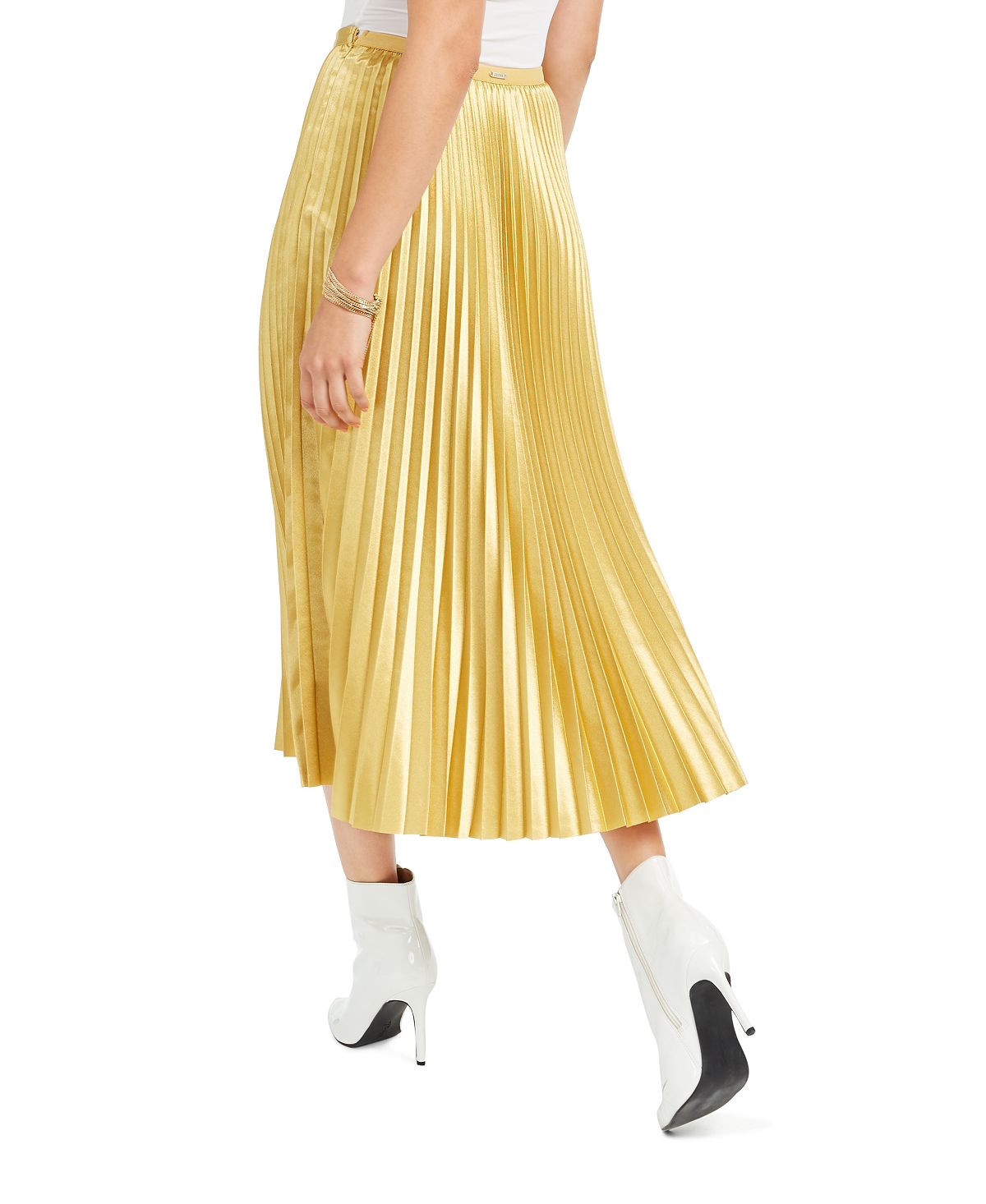 Saia plissada MIDI Guess feminina, tamanho dourado, tamanho X-S