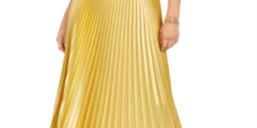 Saia plissada MIDI Guess feminina, tamanho dourado, tamanho X-S