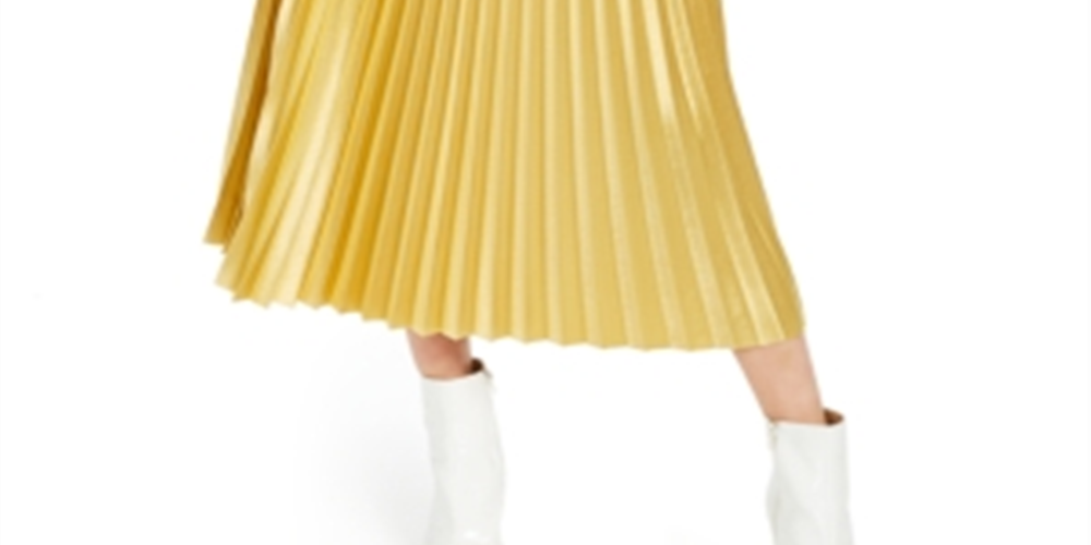 Saia plissada MIDI Guess feminina, tamanho dourado, tamanho X-S