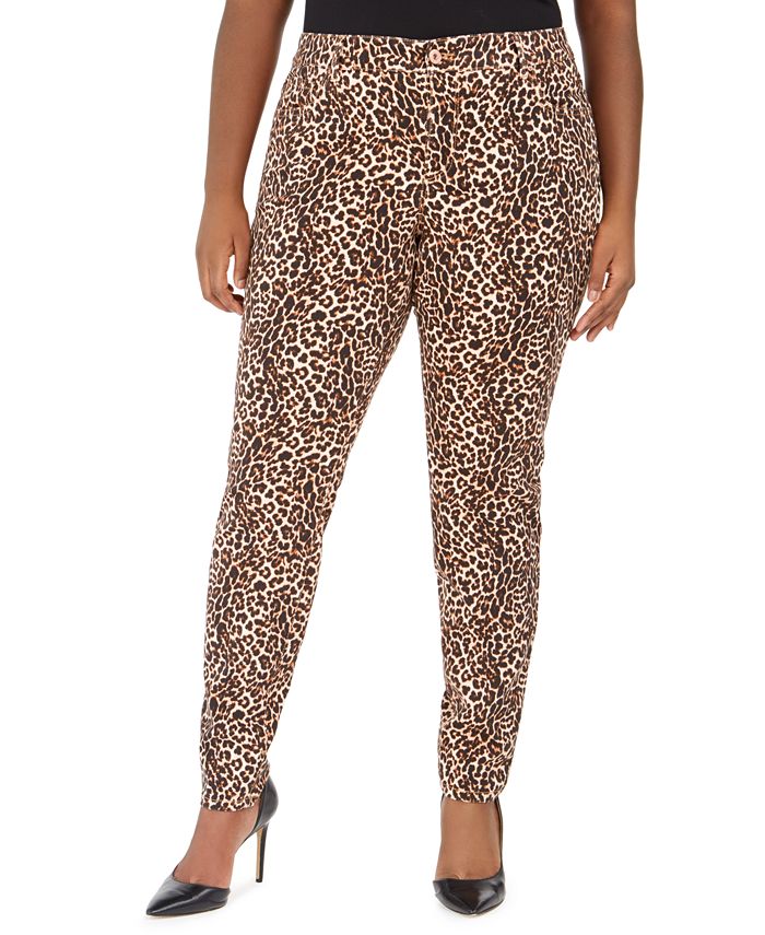 Calça casual feminina INC International Concepts 0178 com estampa animal, laranja, tamanho 22W