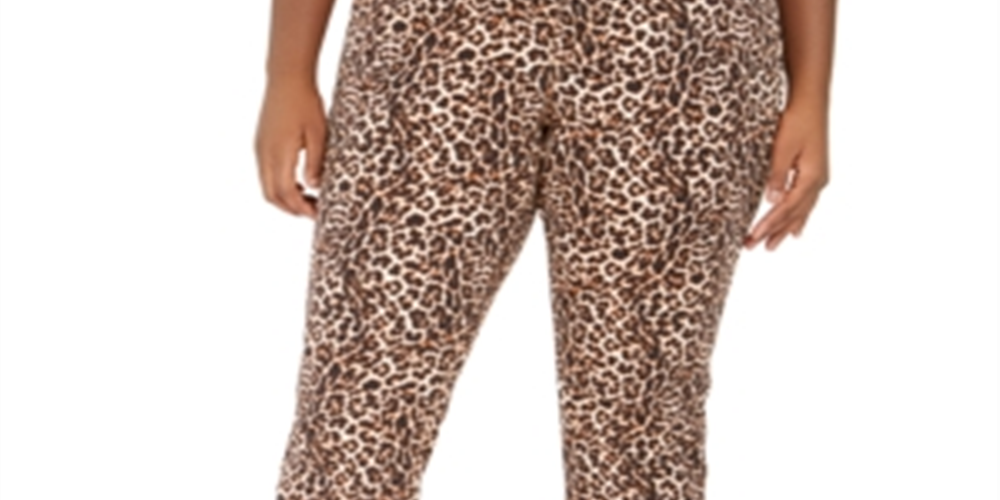 Calça casual feminina INC International Concepts 0178 com estampa animal, laranja, tamanho 22W