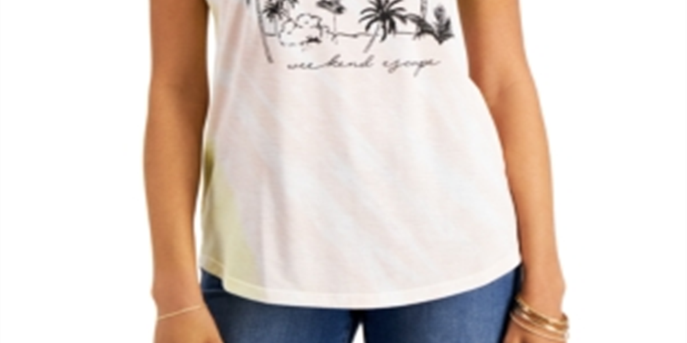 Camiseta feminina estilo &amp; co com estampa tie-dye e escape de fim de semana, rosa, tamanho pequeno