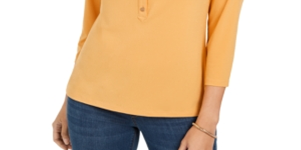 Camisa polo feminina de malha Charter Club, amarela, tamanho extragrande