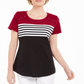Karen Scott Tara Colorblocked Listras Rebite Top Feminino Vermelho Tamanho P