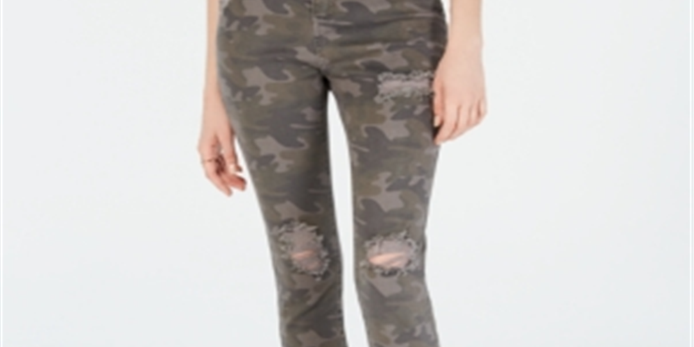 Calças jegging camufladas desgastadas Vanilla Star para mulheres, cinza, tamanho 3