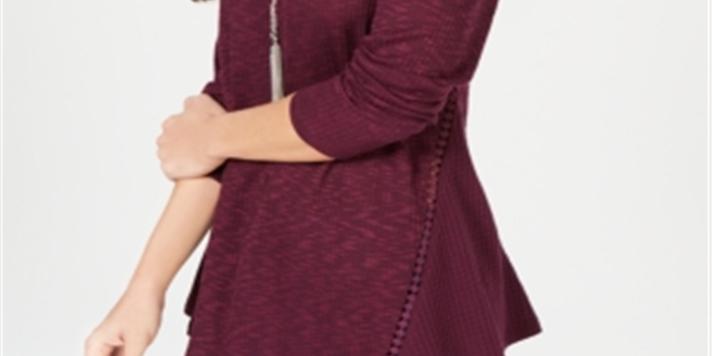 Blusa de malha waffle feminina Style &amp; Co, roxa, tamanho pequeno