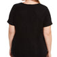 Camiseta feminina Bar III Trendy Plus texturizada com brilho, preta, tamanho 1X
