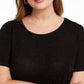 Camiseta feminina Bar III Trendy Plus texturizada com brilho, preta, tamanho 1X