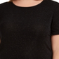 Camiseta feminina Bar III Trendy Plus texturizada com brilho, preta, tamanho 1X