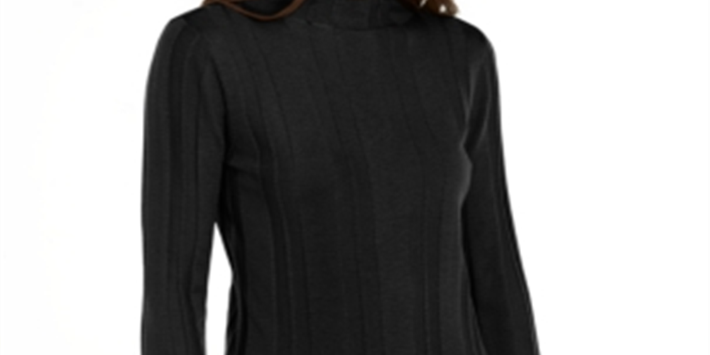 Suéter feminino de gola alta sólida INC International Concepts, preto, tamanho pequeno