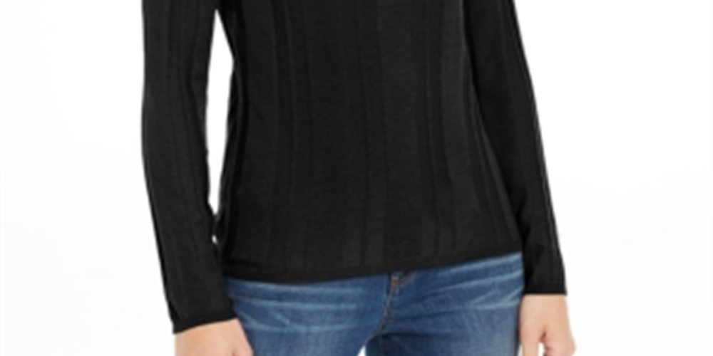 Suéter feminino de gola alta sólida INC International Concepts, preto, tamanho pequeno