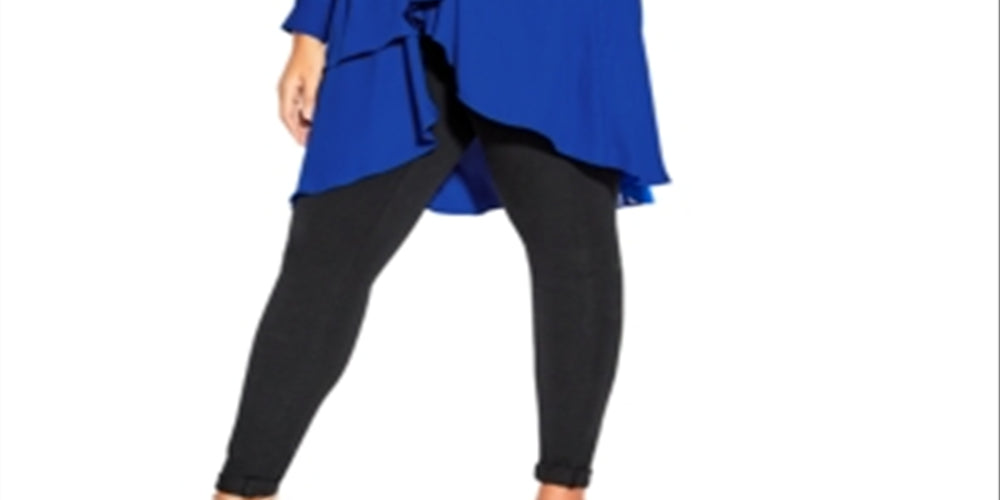 Blusa envolvente Shibara Surplice da City Chic para mulheres, moderna e plus size, azul, tamanho M/18