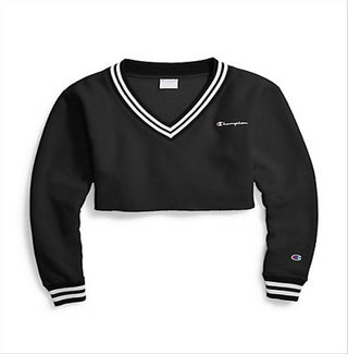 Moletom curto feminino Champion para treino, preto, tamanho grande