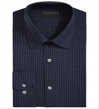 Camisa Alfani Masculina Box Dobby Estampada Regular Fit com Botões Azul Tamanho P