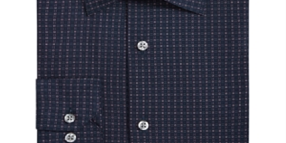 Camisa Alfani Masculina Box Dobby Estampada Regular Fit com Botões Azul Tamanho P