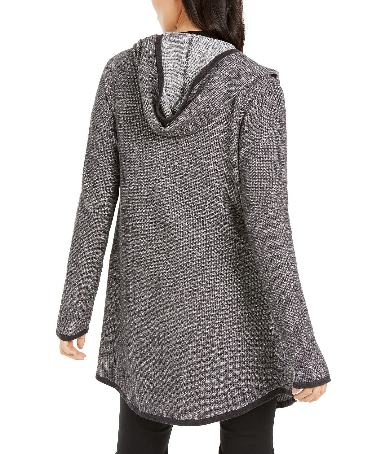Cardigan orgânico com capuz feminino Eileen Fisher, cinza, tamanho pequeno grande