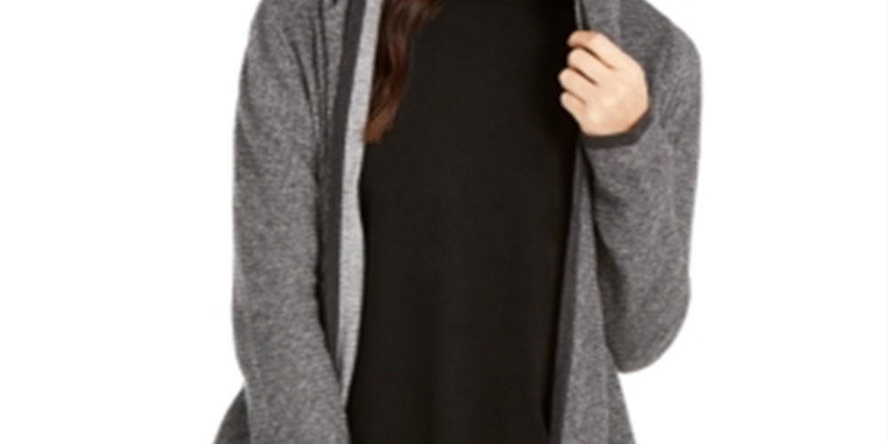 Cardigan orgânico com capuz feminino Eileen Fisher, cinza, tamanho pequeno grande