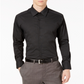 Camisa social masculina Alfani com botões e estampa de diamante, preta, tamanho 18,5 x 34 x 35