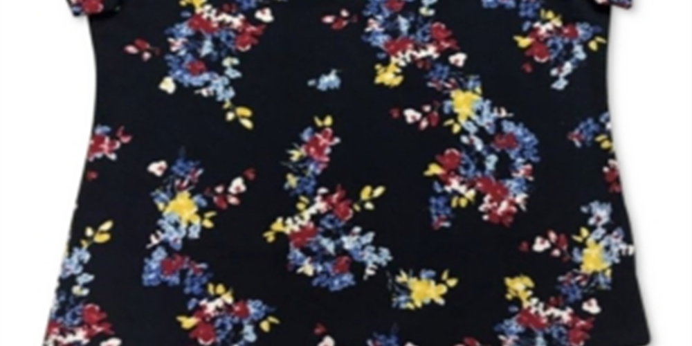 Blusa feminina Karen Scott com estampa decote redondo, azul, tamanho pequeno