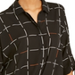 Blusa feminina Alfani com estampa e mangas amarradas, preta, tamanho P