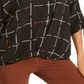 Blusa feminina Alfani com estampa e mangas amarradas, preta, tamanho P