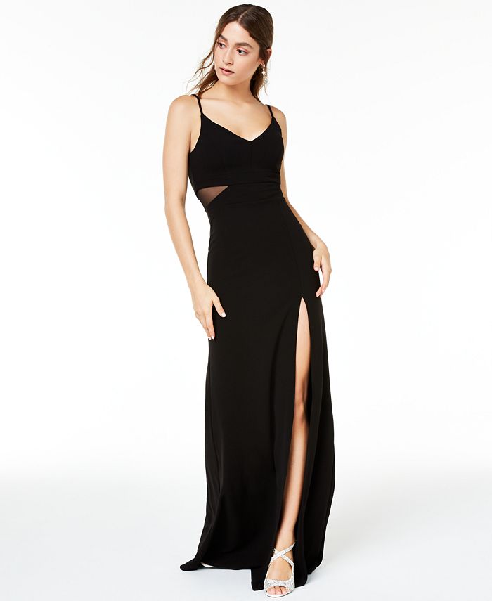 Vestido feminino Bee Darlin Illusion Waist A Line, preto, tamanho 1/2