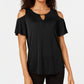 JM Collection Top texturizado feminino com ombros descobertos, preto, tamanho extragrande