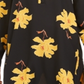 Blusa túnica feminina Alfani estampada com mangas bufantes e abas dobradas, preta, tamanho médio