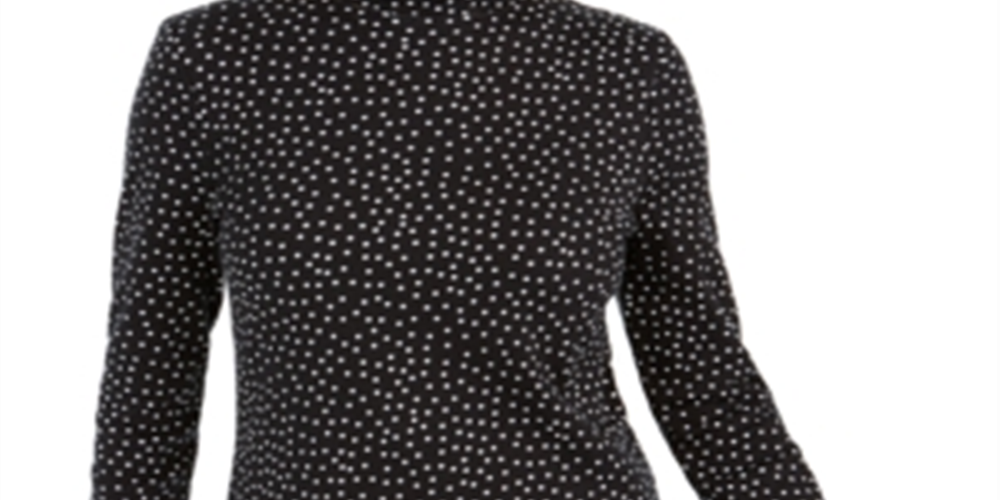 Camiseta feminina Charter Club de algodão Pima com gola simulada, preta, tamanho extragrande