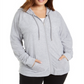 Calvin Klein Performance Plus Moletom com capuz feminino com zíper cinza tamanho 1X