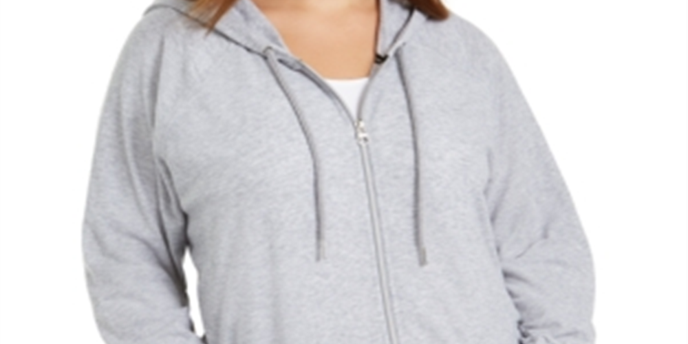 Calvin Klein Performance Plus Moletom com capuz feminino com zíper cinza tamanho 1X