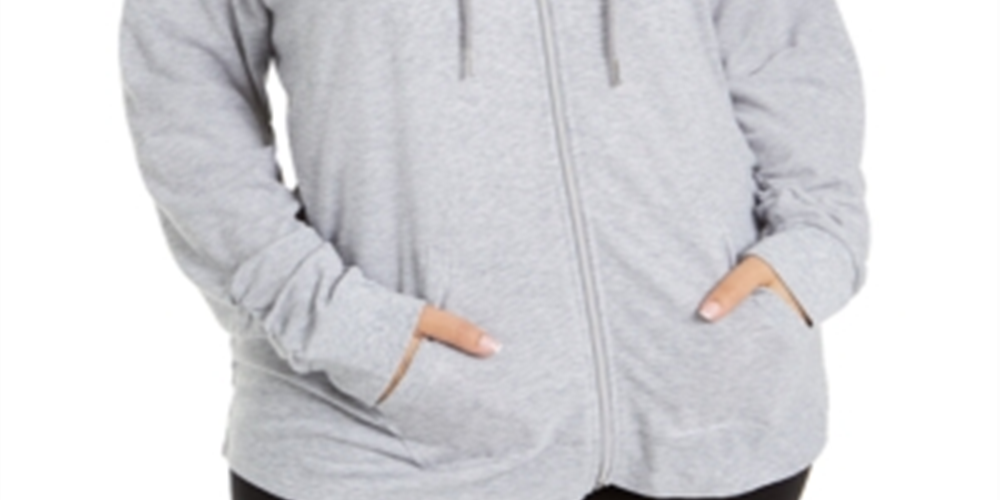 Calvin Klein Performance Plus Moletom com capuz feminino com zíper cinza tamanho 1X