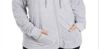 Calvin Klein Performance Plus Moletom com capuz feminino com zíper cinza tamanho 1X