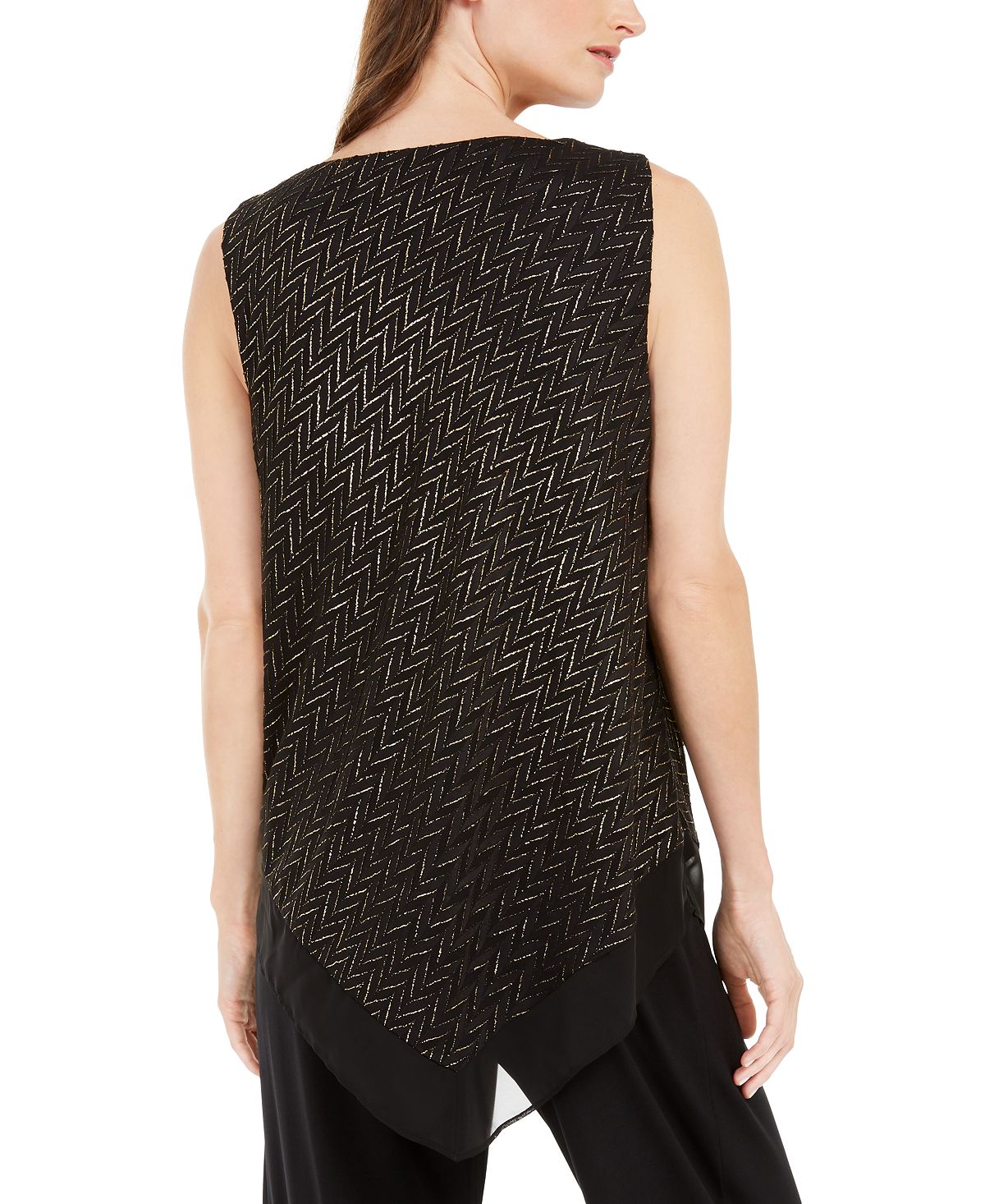 Top Alfani Feminino Metálico com Bainha Pontuda Preto Tamanho XX-G