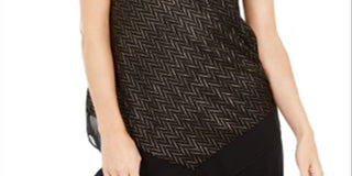 Top Alfani Feminino Metálico com Bainha Pontuda Preto Tamanho XX-G