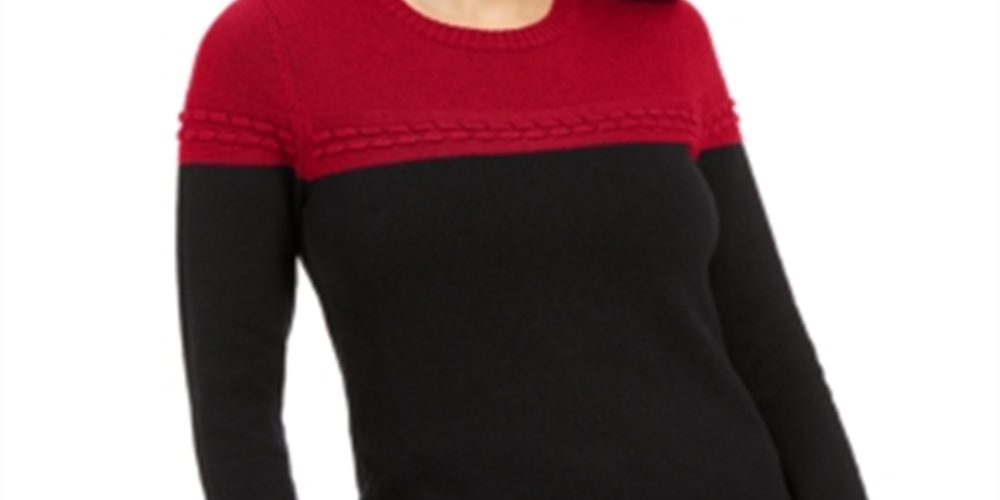 Suéter feminino com blocos de cores e pontos mistos Charter Club, vermelho, tamanho XX-G