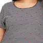 Karen Scott Blusa Feminina Plus Listrada Estampada com Coração Preto Tamanho 2X