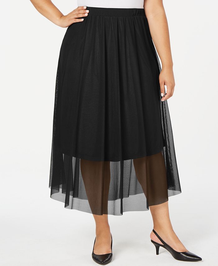 Saia Alfani Plus Mesh MIDI Feminina Preta Tamanho 0X