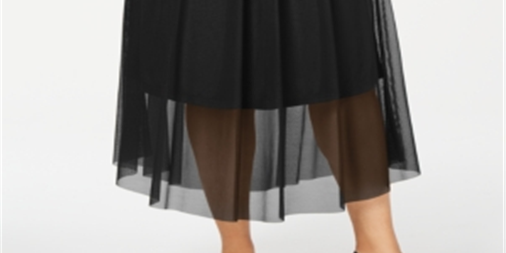 Saia Alfani Plus Mesh MIDI Feminina Preta Tamanho 0X