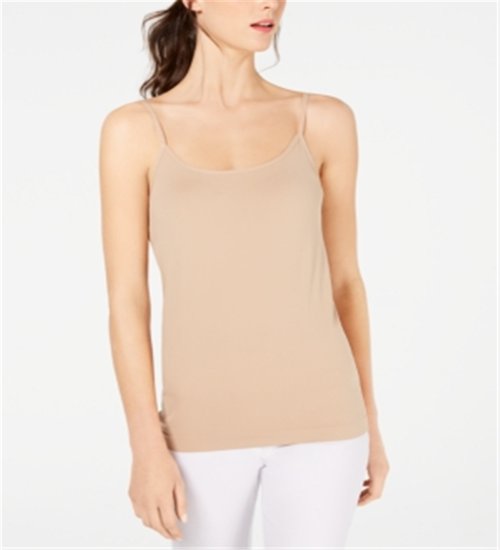 Blusa feminina INC International Concepts com alças finas e decote redondo, marrom, tamanho pequeno