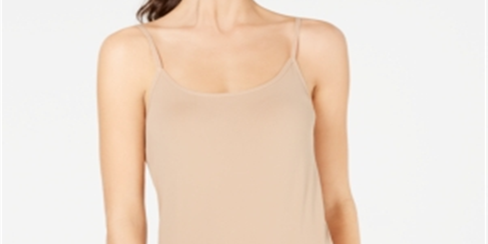 Blusa feminina INC International Concepts com alças finas e decote redondo, marrom, tamanho pequeno