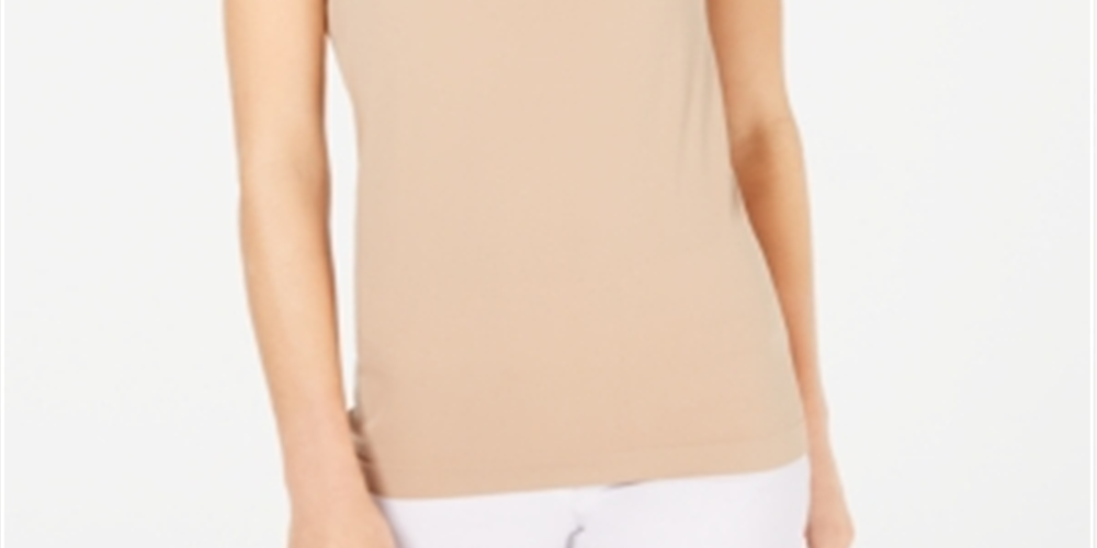 Blusa feminina INC International Concepts com alças finas e decote redondo, marrom, tamanho pequeno