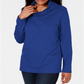 Karen Scott Top esportivo feminino com decote careca, azul, tamanho extragrande