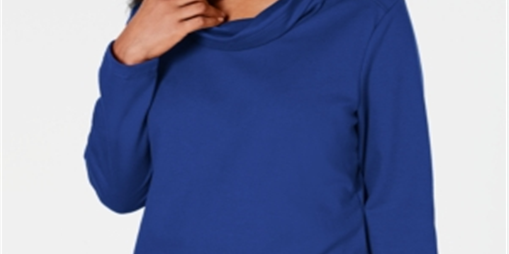 Karen Scott Top esportivo feminino com decote careca, azul, tamanho extragrande