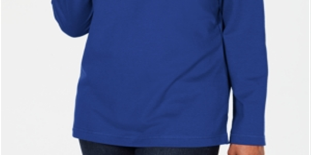 Karen Scott Top esportivo feminino com decote careca, azul, tamanho extragrande