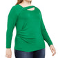 Blusa feminina de manga comprida com gola alta e gola alta da INC International Concepts, verde, tamanho 0X