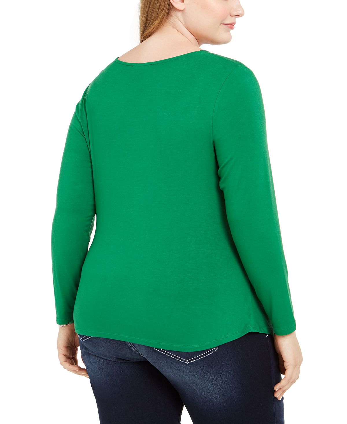 Blusa feminina de manga comprida com gola alta e gola alta da INC International Concepts, verde, tamanho 0X