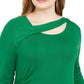 Blusa feminina de manga comprida com gola alta e gola alta da INC International Concepts, verde, tamanho 0X
